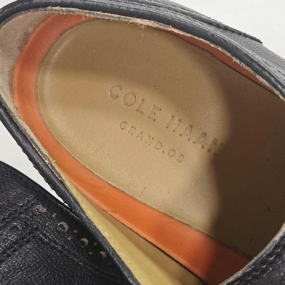 Cole Haan Shoes Mens 11.5 Black Wingtip Oxford Brogue Cap Toe Grand.OS Leather
